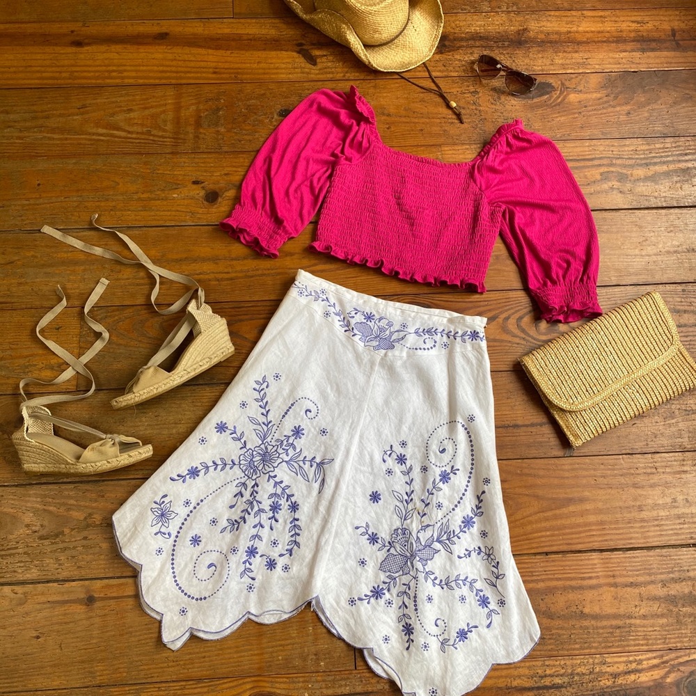 ☀️ Free People Smocked Cropped Top, M
